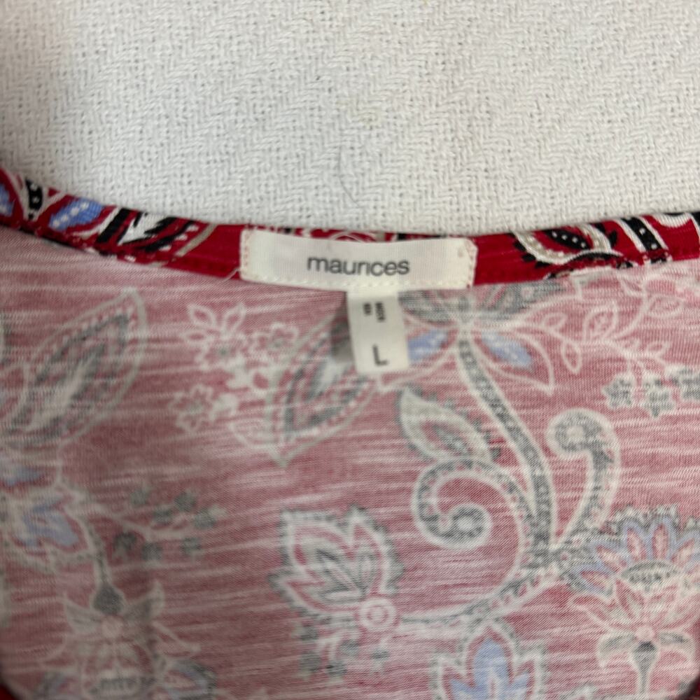 Maurices Red Paisley Lattice Ruffle Tank Top Womens Large Boho Stretch - Picture 8 of 9